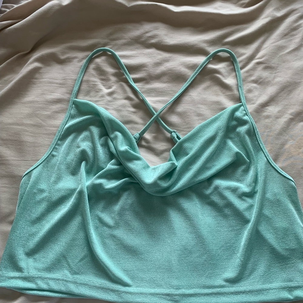 Cropped Cowl Neck Top